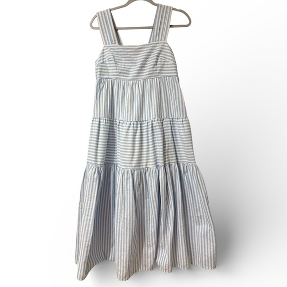 LIKE NEW Ramona Striped Midi Dress Blue and White Large - Picture 3 of 9